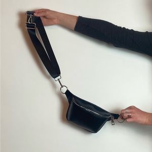 Black faux leather fanny-pack from Bershka, never worn.